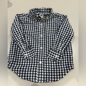 Janie & Jack Button Down Cotton Shirt 18-24 Mos. Black/White Excellent Condition